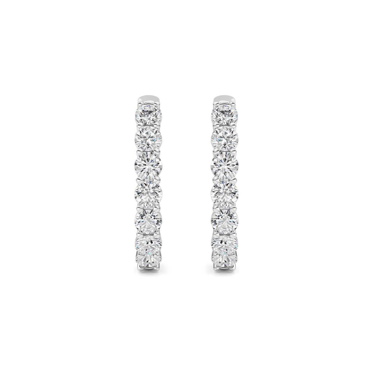 3 ct tw IGI Certified Round Lab-Grown Diamond Inside Out Hoop Earrings in 14K Solid Gold - White