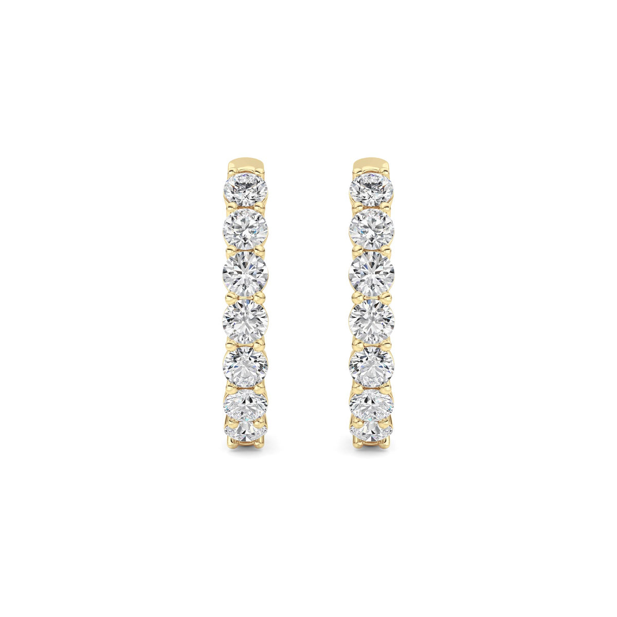 3 ct tw IGI Certified Round Lab-Grown Diamond Inside Out Hoop Earrings in 14K Solid Gold - Yellow