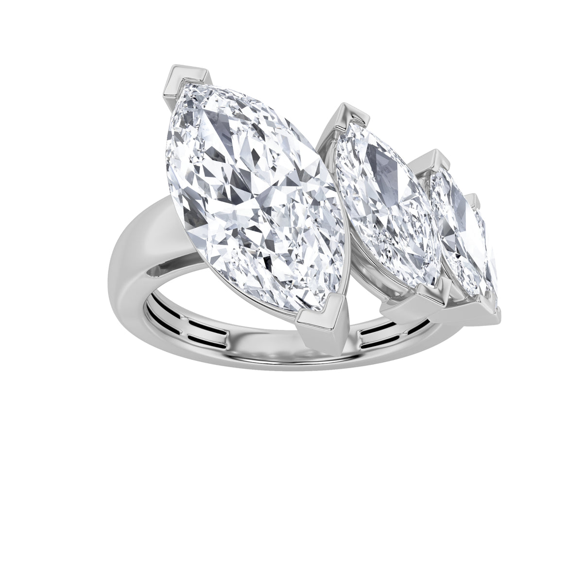 2.5 ct tw IGI Certified Marquise Lab-Grown Diamond Four Stone Fashion Ring in 14K Solid Gold - White