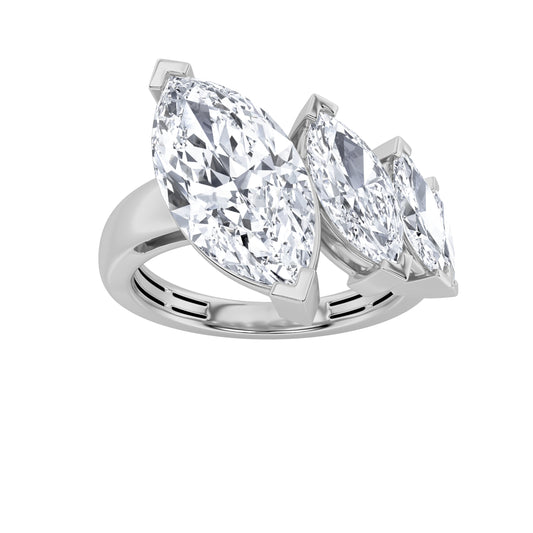 2.5 ct tw IGI Certified Marquise Lab-Grown Diamond Four Stone Fashion Ring in 14K Solid Gold - White