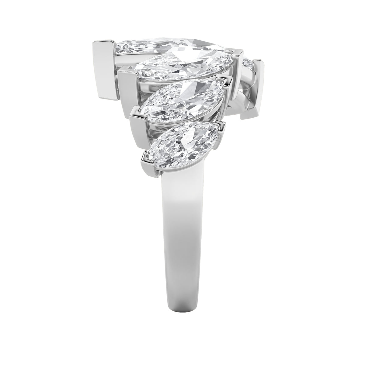 2.5 ct tw IGI Certified Marquise Lab-Grown Diamond Four Stone Fashion Ring in 14K Solid Gold - White