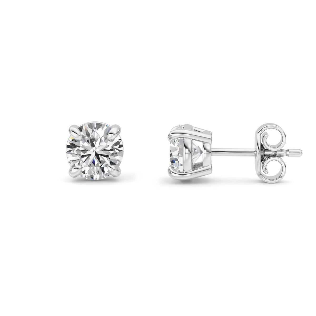 1 ct tw IGI Certified Round Lab-Grown Diamond Stud Earrings in 14K Solid Gold - White