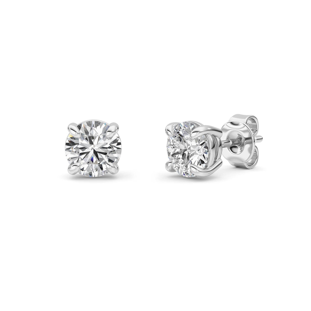 1 ct tw IGI Certified Round Lab-Grown Diamond Stud Earrings in 14K Solid Gold - White