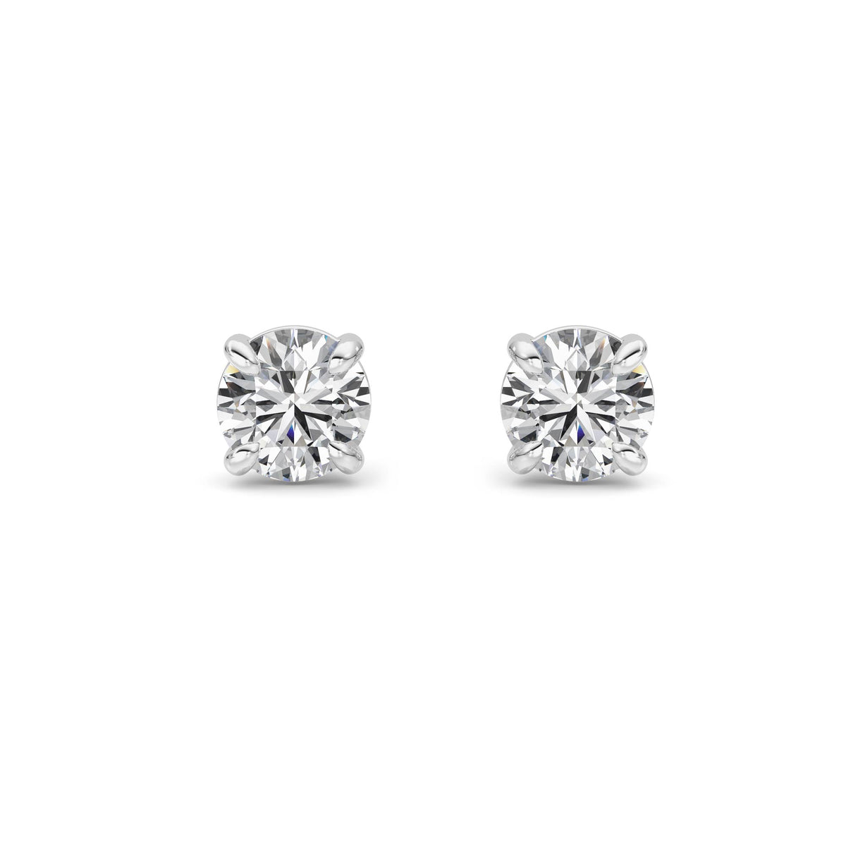 1 ct tw IGI Certified Round Lab-Grown Diamond Stud Earrings in 14K Solid Gold - White