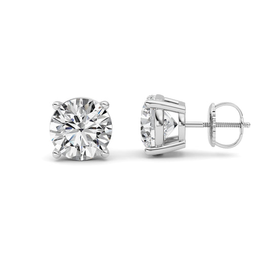 5 ct tw IGI Certified Round Lab-Grown Diamond Stud Earrings in 14K Solid Gold - White