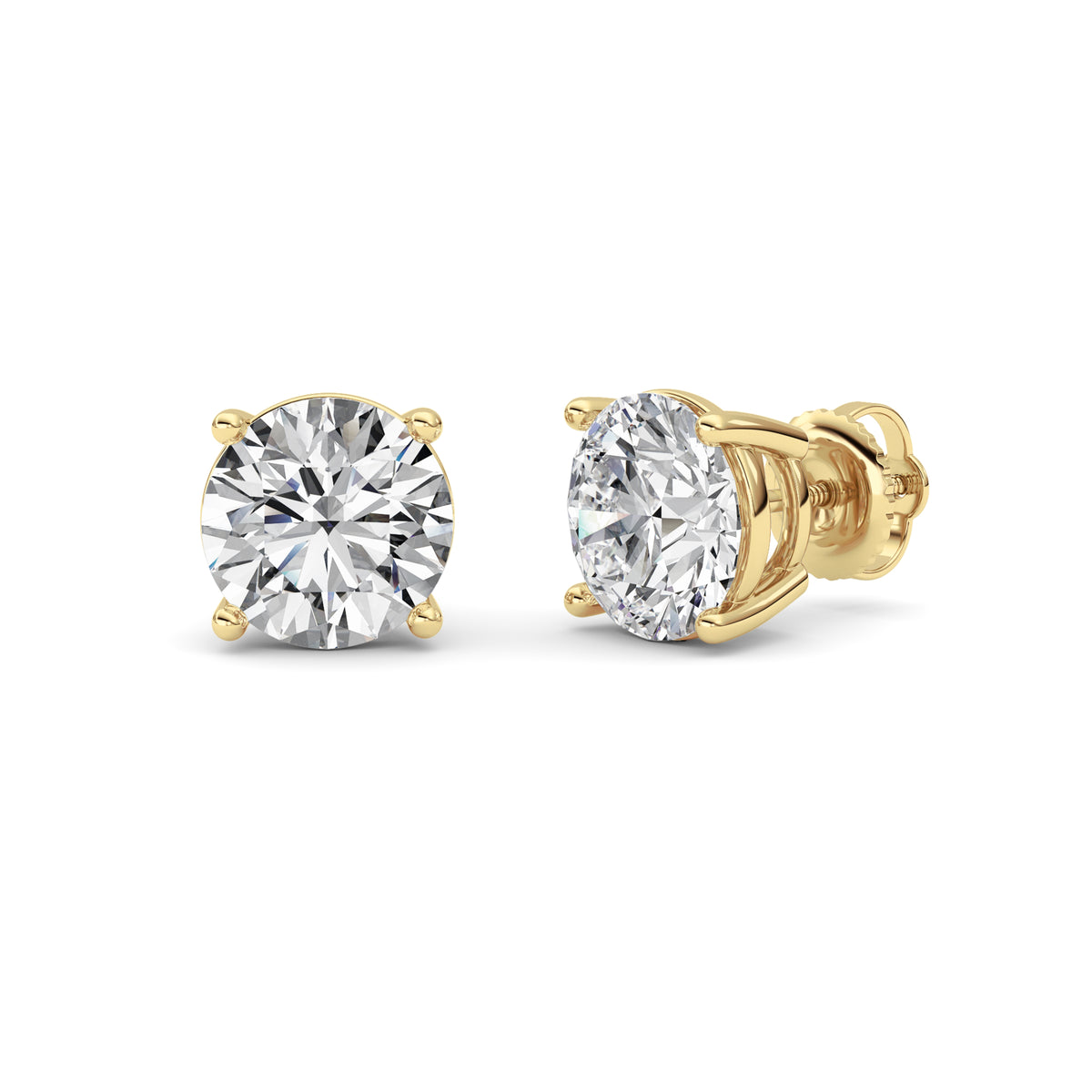 5 ct tw IGI Certified Round Lab-Grown Diamond Stud Earrings in 14K Solid Gold - Yellow