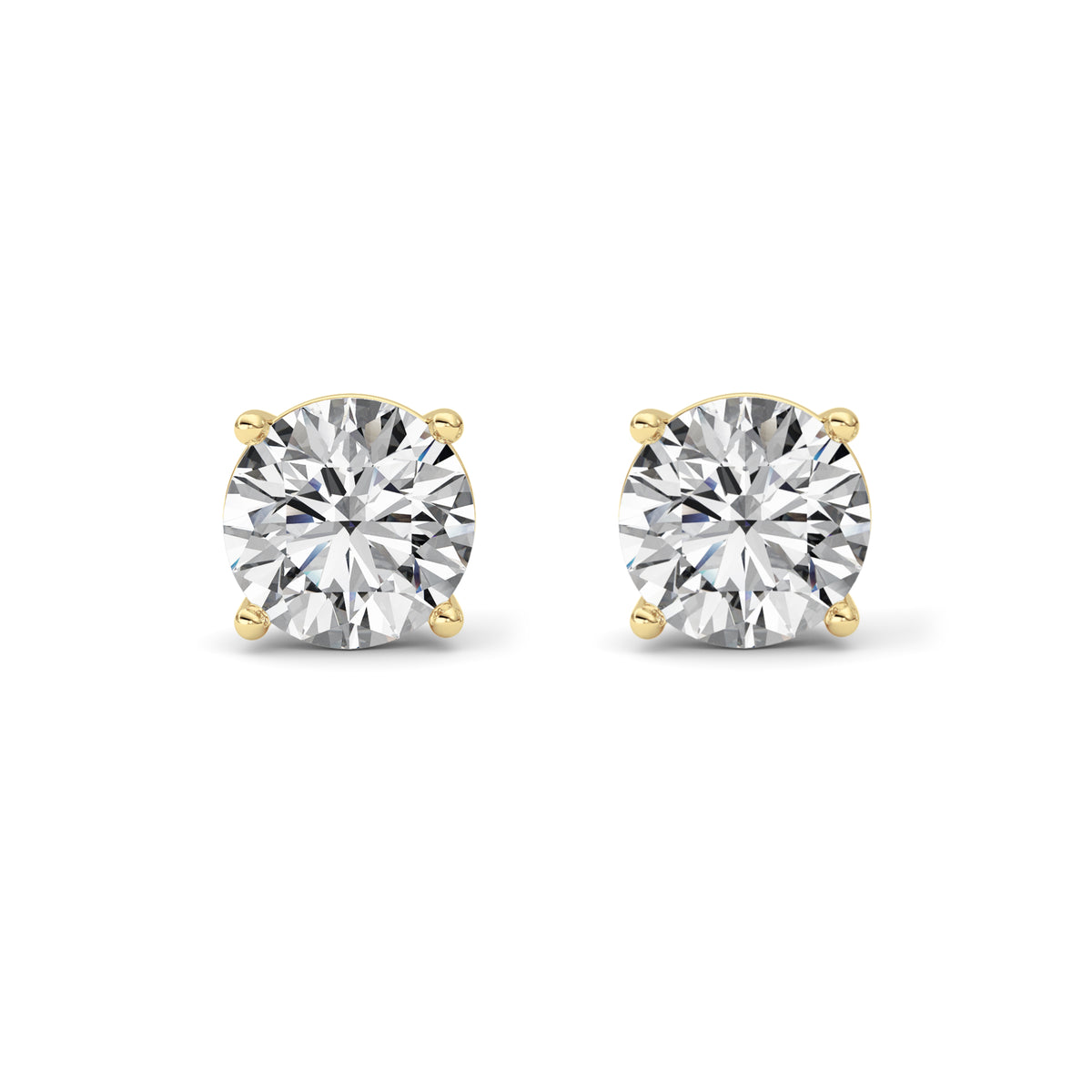 5 ct tw IGI Certified Round Lab-Grown Diamond Stud Earrings in 14K Solid Gold - Yellow