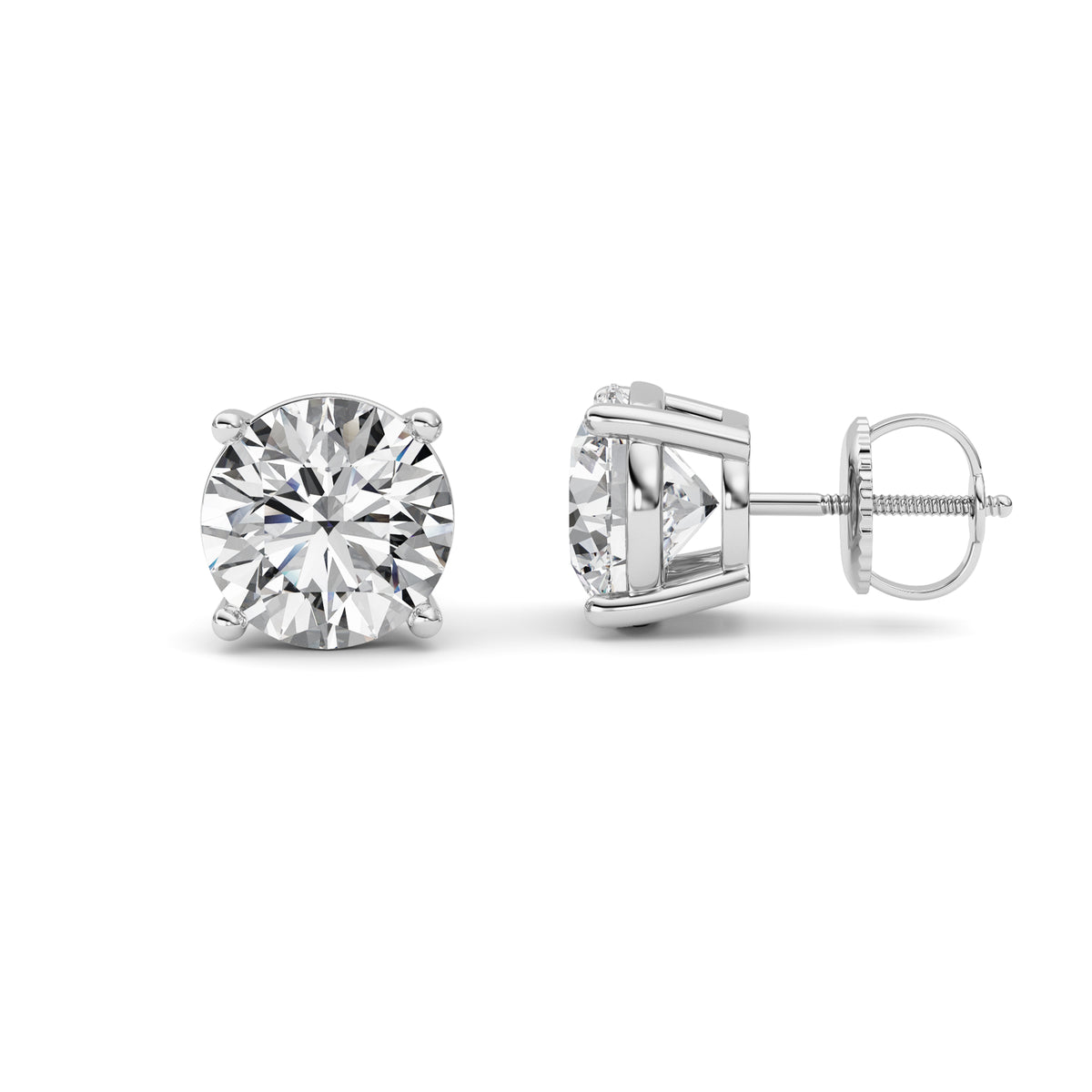 6 ct tw IGI Certified Round Lab-Grown Diamond Stud Earrings in 14K Solid Gold - White