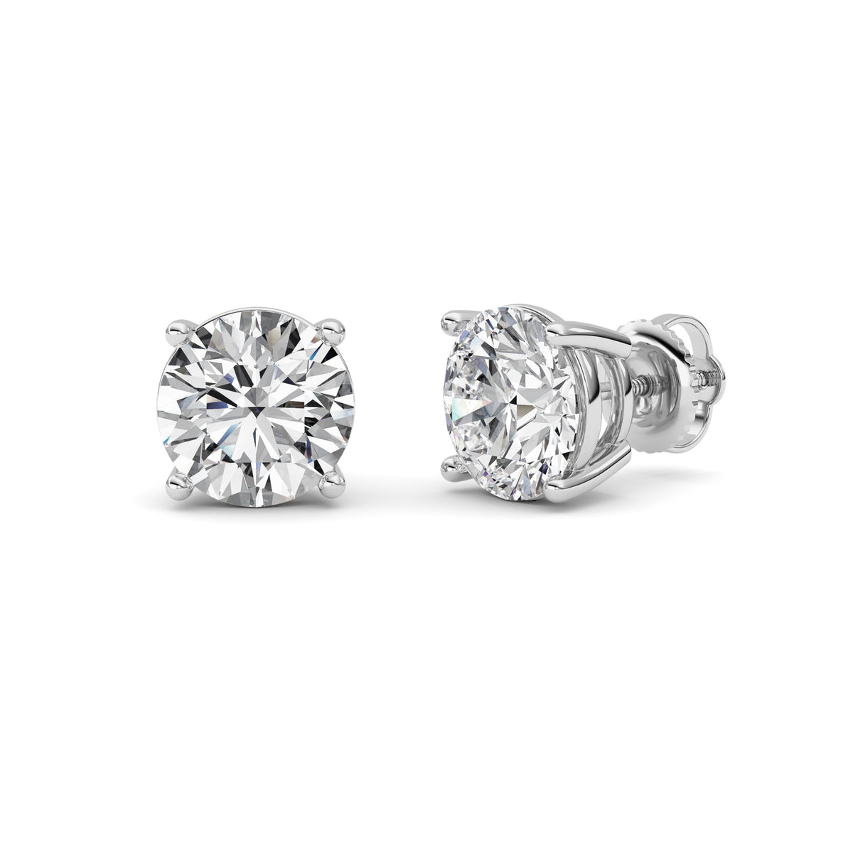 6 ct tw IGI Certified Round Lab-Grown Diamond Stud Earrings in 14K Solid Gold - White