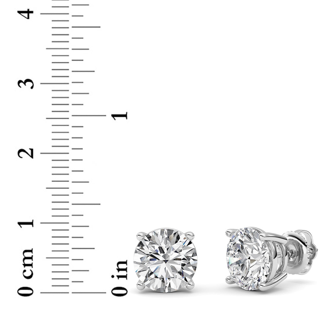 6 ct tw IGI Certified Round Lab-Grown Diamond Stud Earrings in 14K Solid Gold - White