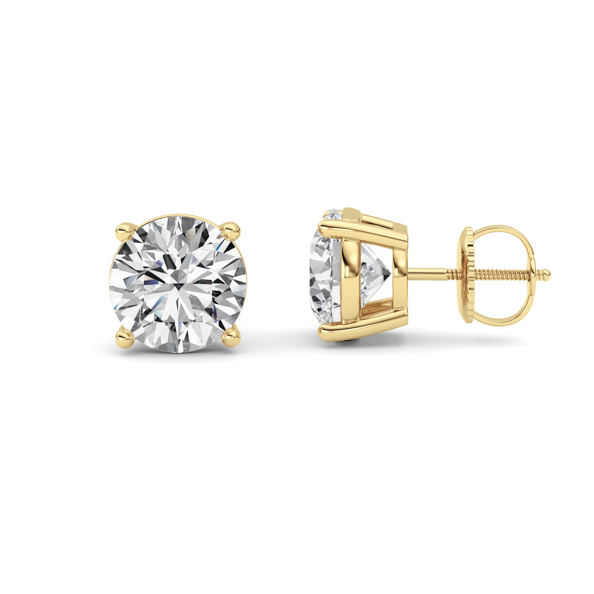 6 ct tw IGI Certified Round Lab-Grown Diamond Stud Earrings in 14K Solid Gold - Yellow