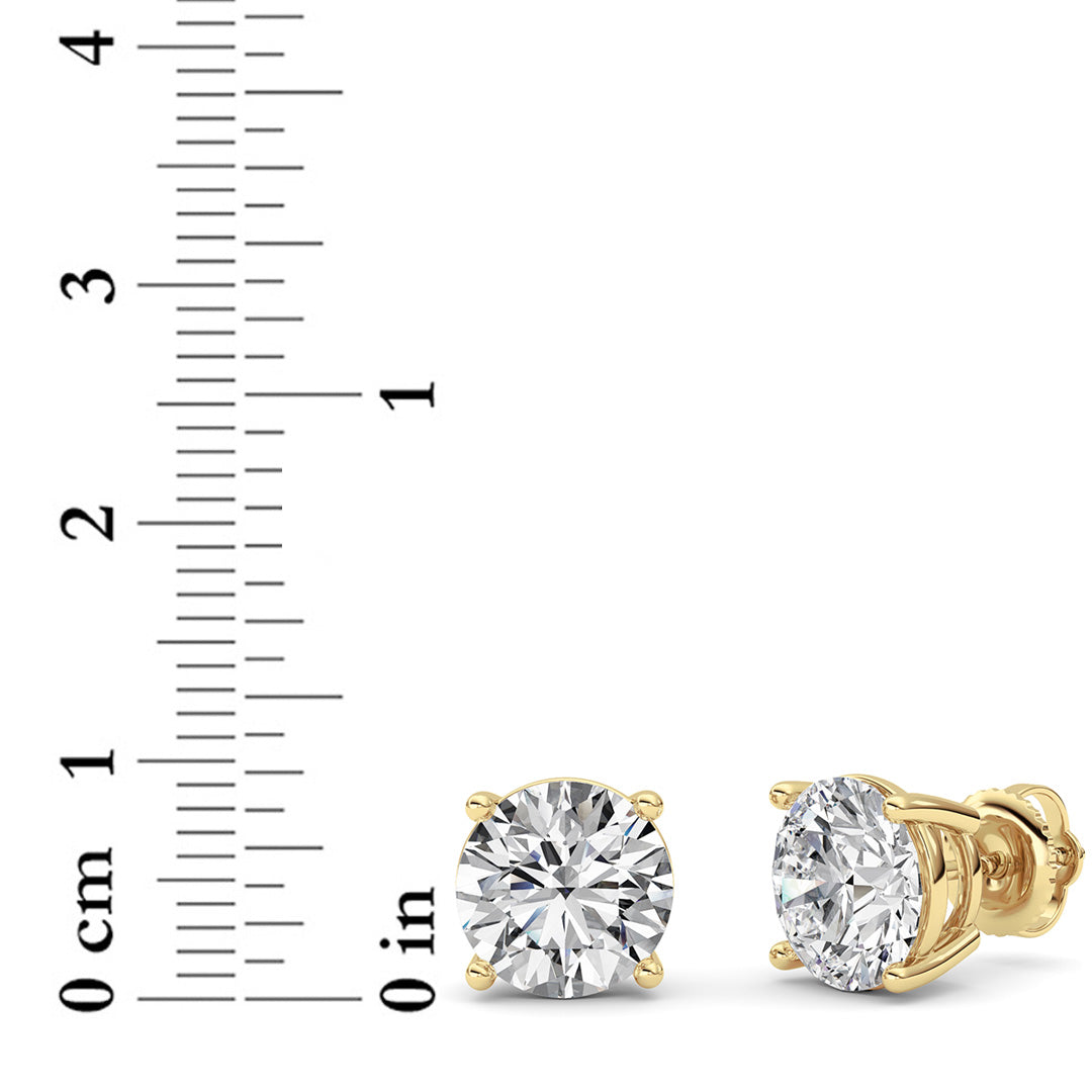 6 ct tw IGI Certified Round Lab-Grown Diamond Stud Earrings in 14K Solid Gold - Yellow