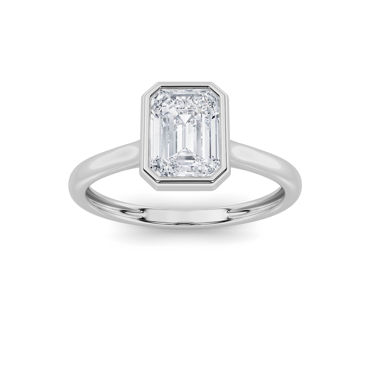 1 ct tw IGI Certified Emerald Lab-Grown Diamond Ring No. 2 in 14K Solid Gold - White
