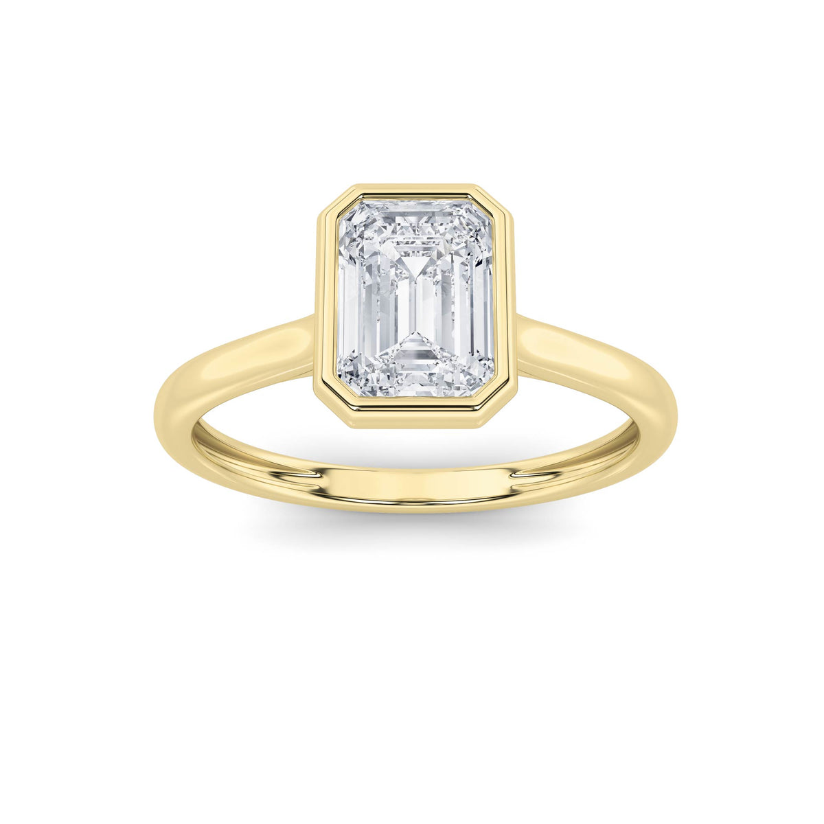 1 ct tw IGI Certified Emerald Lab-Grown Diamond Ring No. 2 in 14K Solid Gold - Yellow