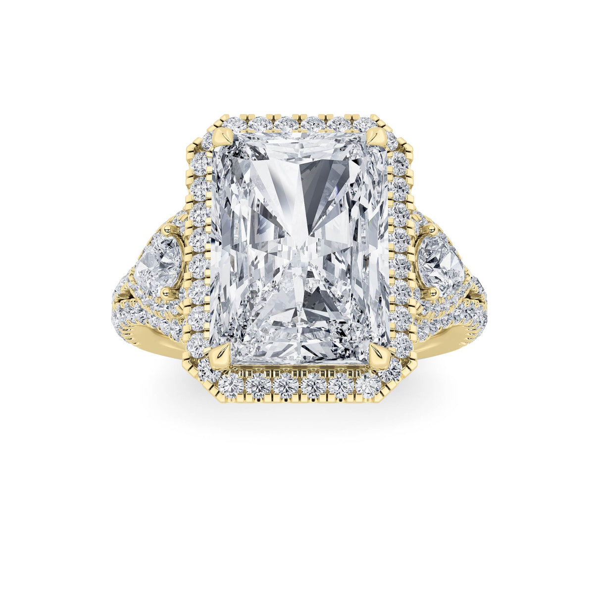 6.25 ct tw IGI Certified Radiant Lab-Grown Diamond Bold Accented Statement Engagement Ring in 14K Solid Gold - Yellow