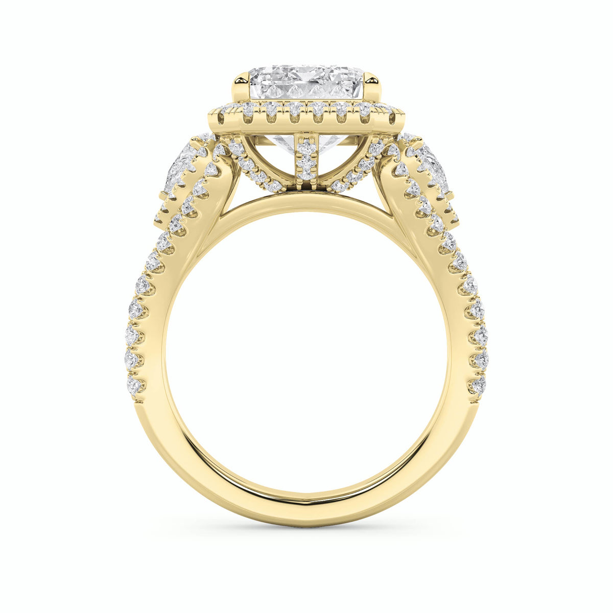 6.25 ct tw IGI Certified Radiant Lab-Grown Diamond Bold Accented Statement Engagement Ring in 14K Solid Gold - Yellow