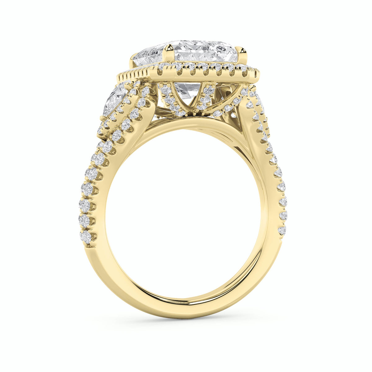 6.25 ct tw IGI Certified Radiant Lab-Grown Diamond Bold Accented Statement Engagement Ring in 14K Solid Gold - Yellow